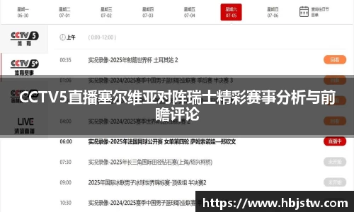 CCTV5直播塞尔维亚对阵瑞士精彩赛事分析与前瞻评论